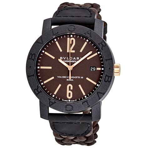 bulgari men's leather watch.